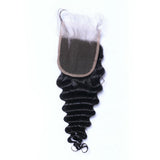 Deep Wave 4x4 Virgin Human Hair Natural Black Transparent Closure