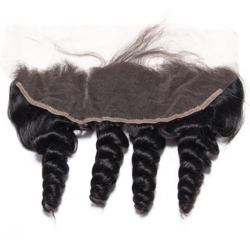 Loose Wave 13x4 Virgin Human Hair Natural Black Transparent Frontal